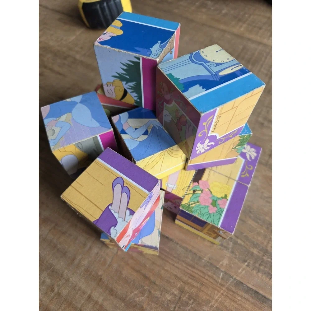 Melissa & Doug Disney Princess Wooden Cube Puzzle NO Storage Tray 16 Pieces